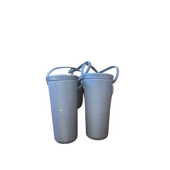 ZARA Chunky Heeled Platform Shoes Size 40 Blue Satin EUC $129 MSRP Square Toe - Picture 8 of 13